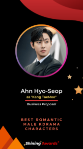 Ahn Hyo Seop Best Romantic Male KDrama Characters 2022 Shining Awards