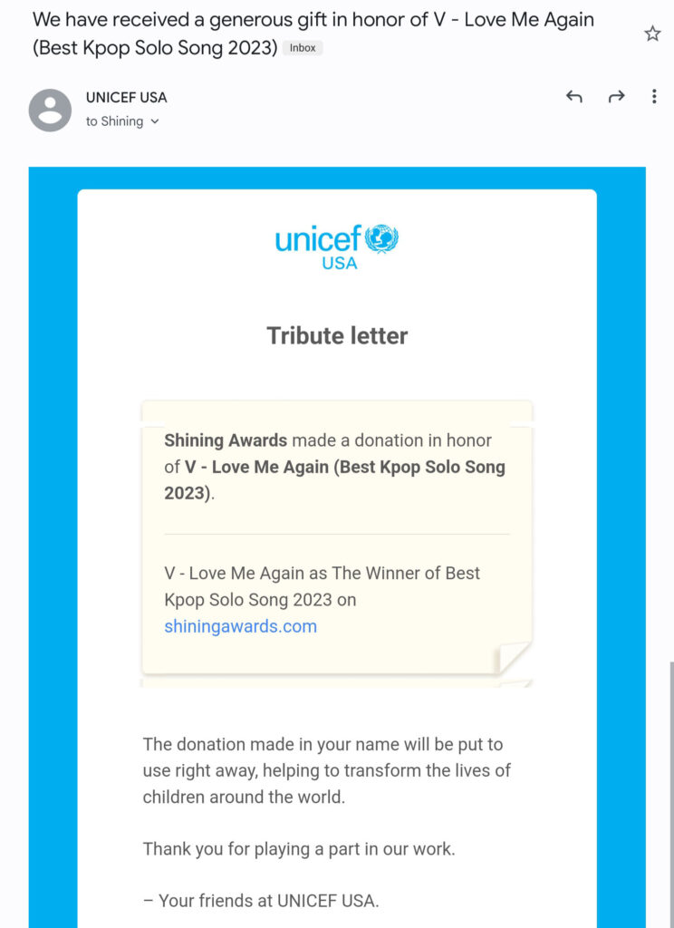 Donations Proof of Best Kpop Solo Song 2023