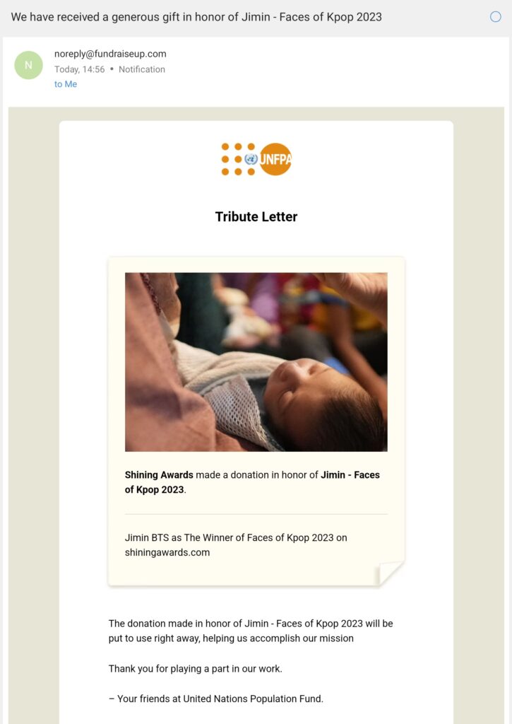 Tribute Letter Jimin Faces of Kpop 2023