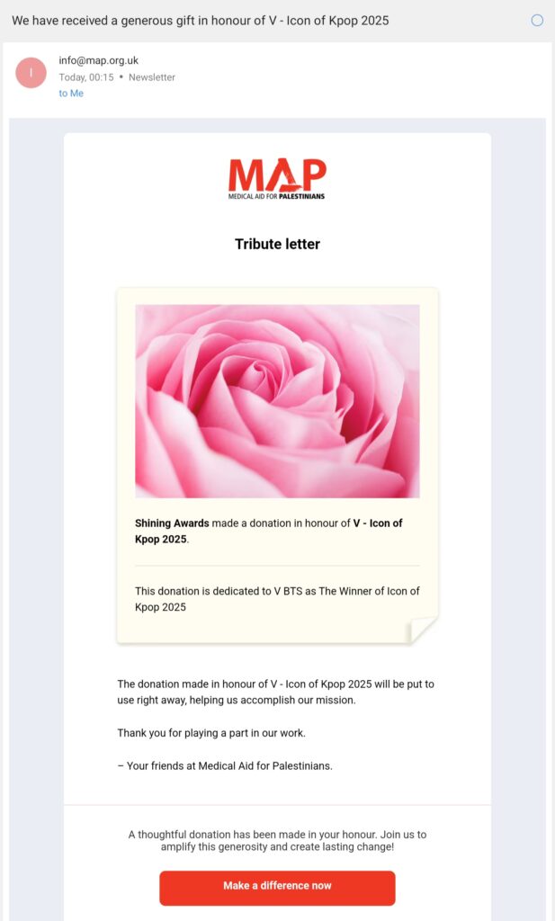 Tribute Letter V Icon of Kpop 2025