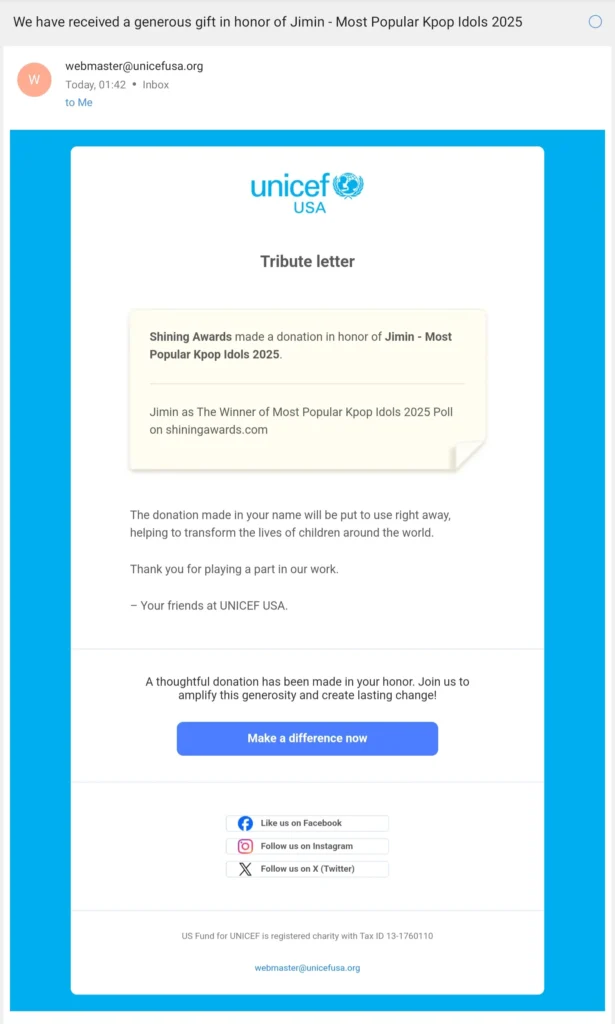 Tribute Letter - Jimin - Most Popular Kpop Idols 2025