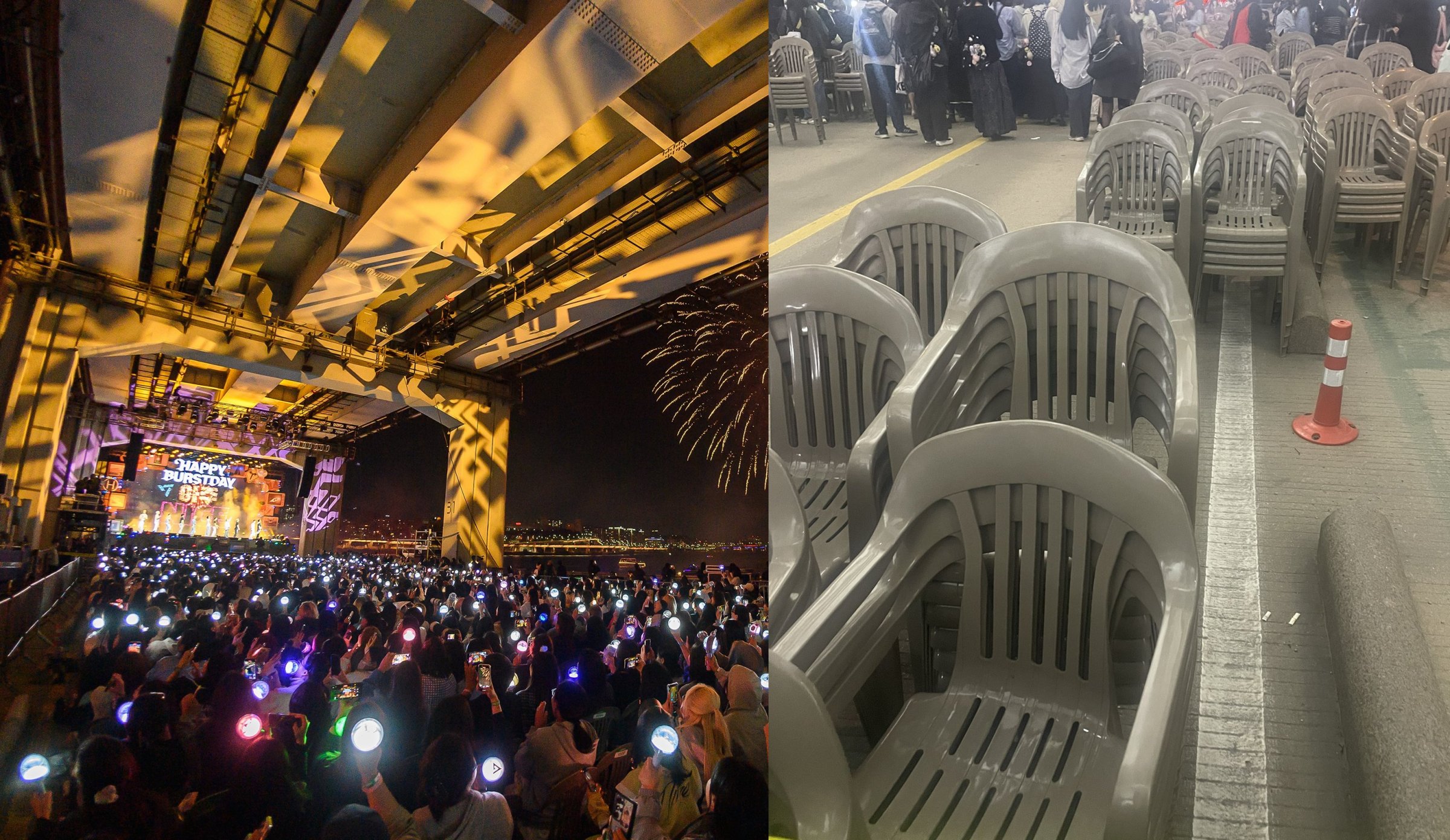 SEVENTEEN's fandom praised for voluntarily tidying up chairs after Jamsu Bridge showcase