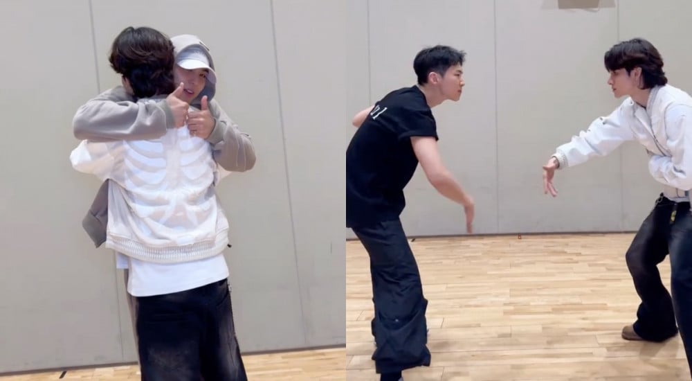 Samuel Kim with Seventeen members Mingyu and Hoshi