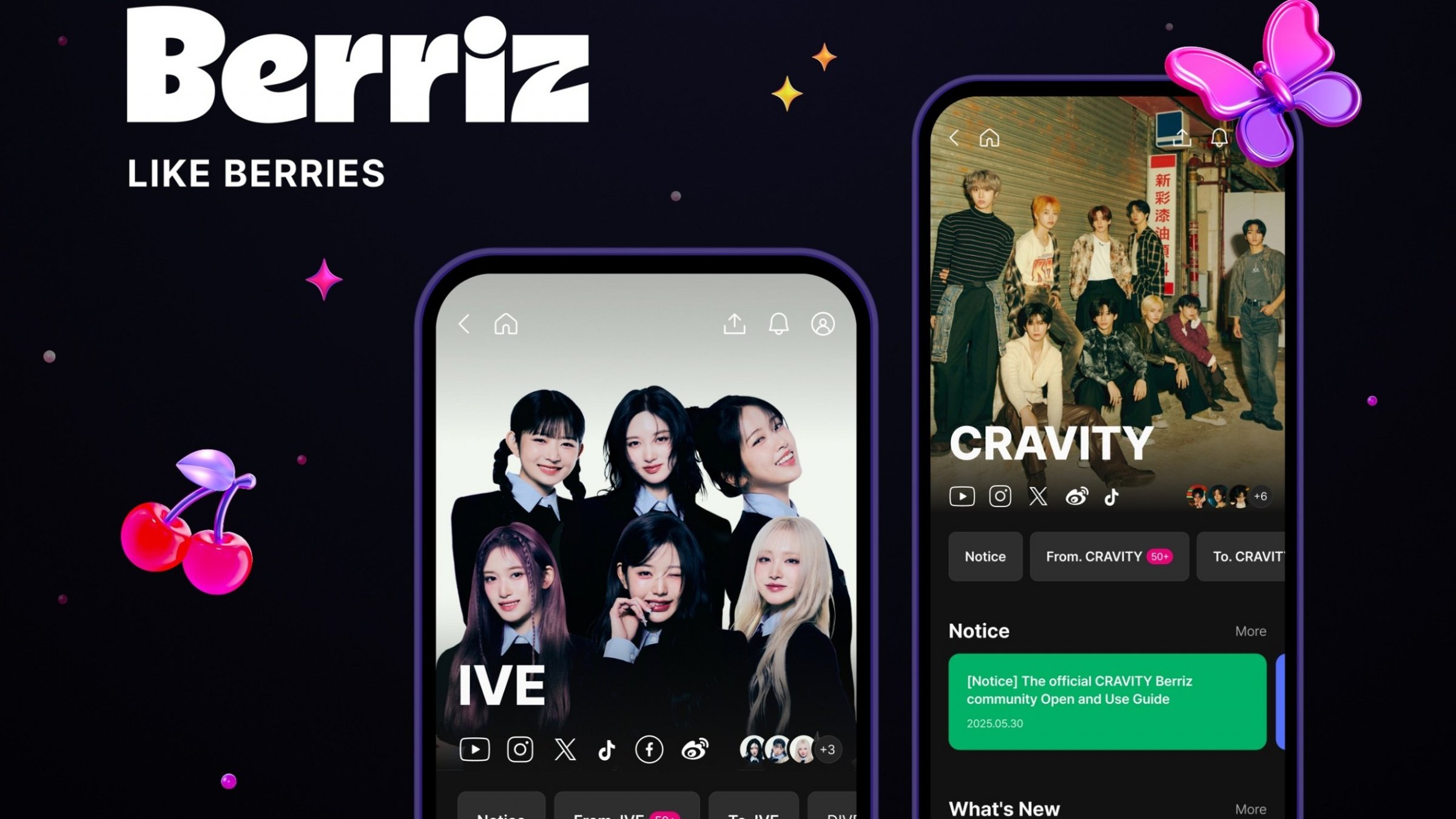 IVE and CRAVITY join the fan community platform Berriz