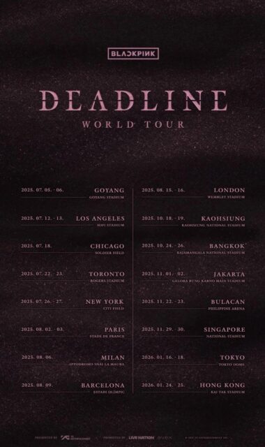 BLACKPINK Deadline World Tour Dates