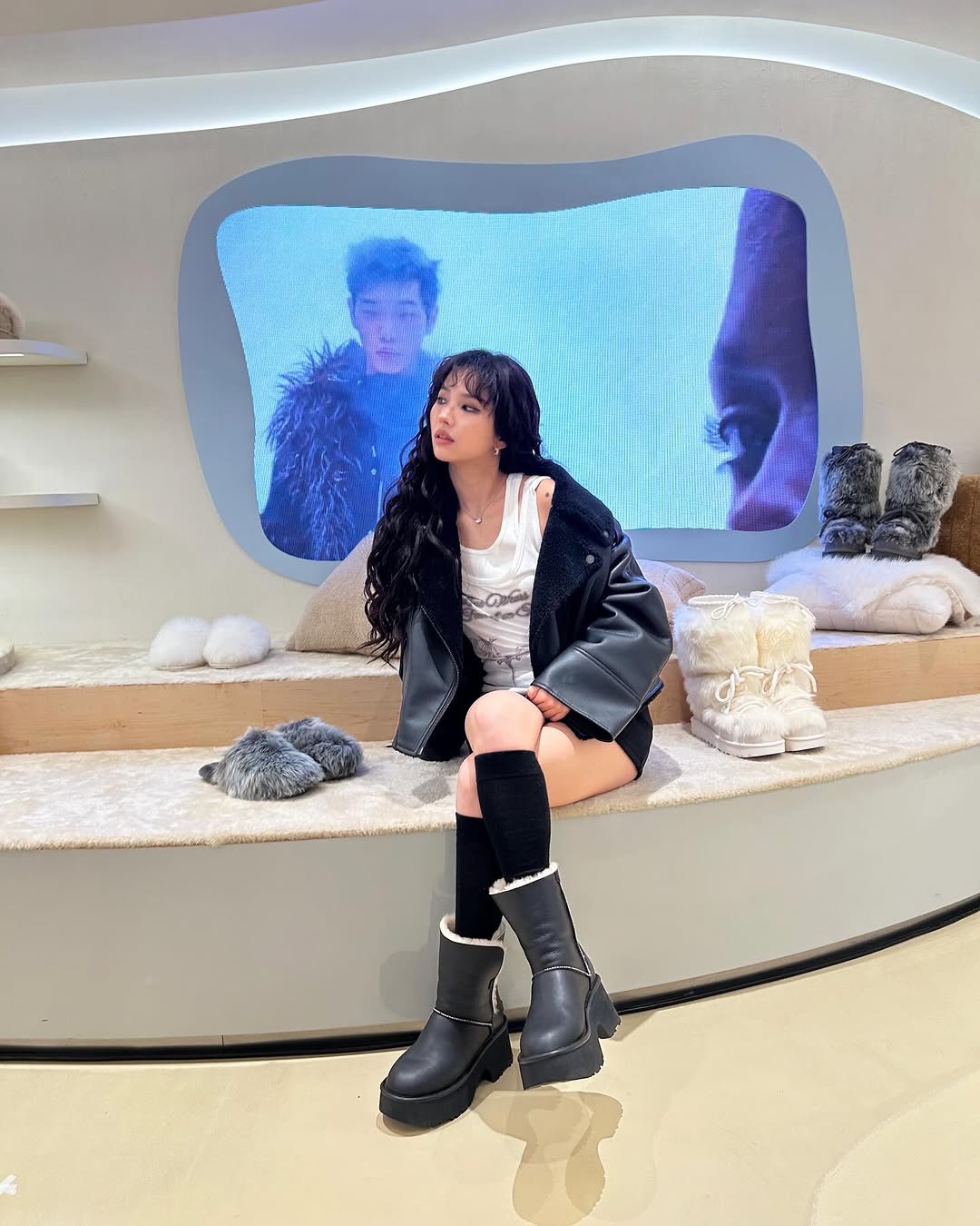 Soyeon in white lace outfit