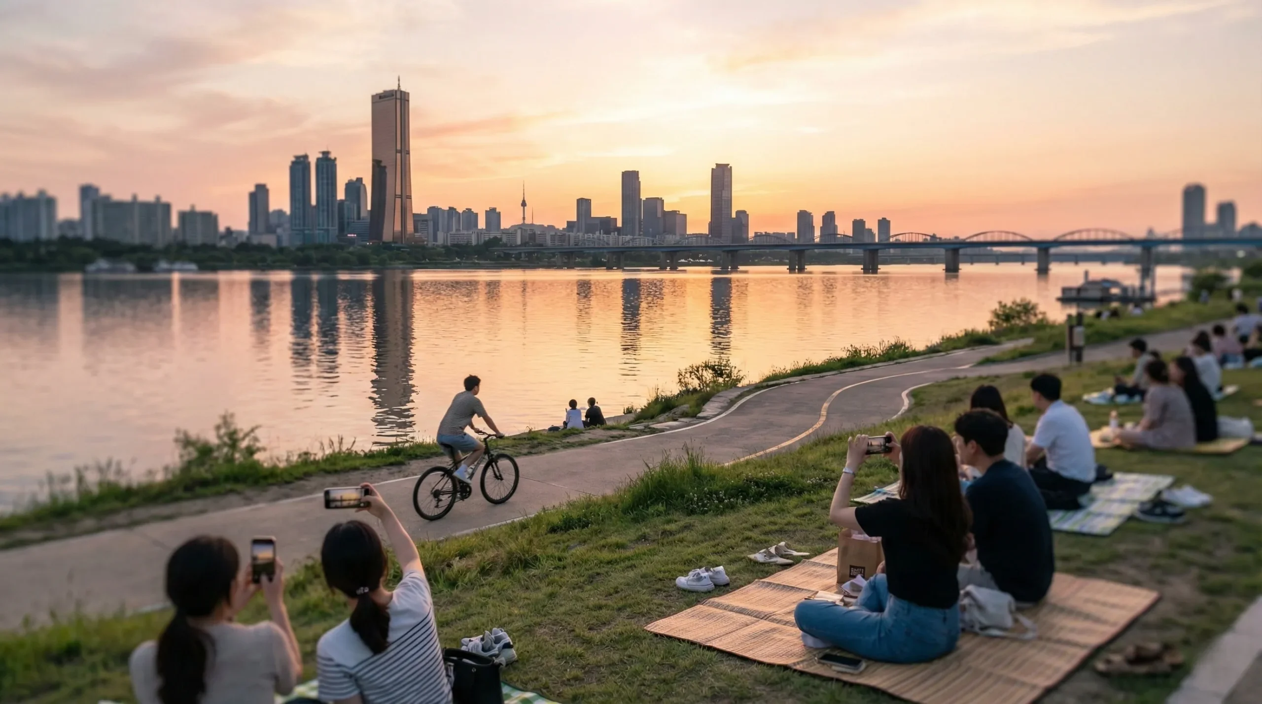 Walking the Han River at Sunset
