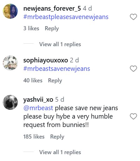 Screenshot of comments