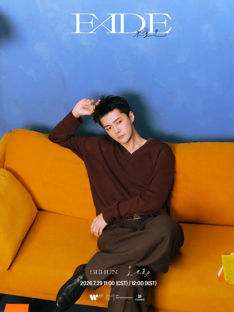 Sehun posing for promotional artwork for Fade single release