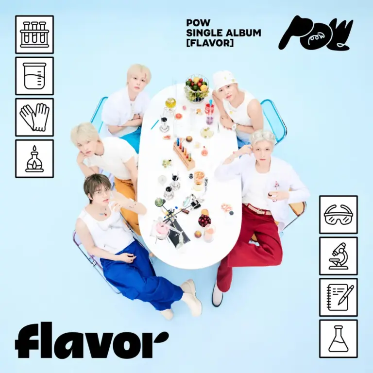 POW performing 'Flavor' with framed set pieces and five members