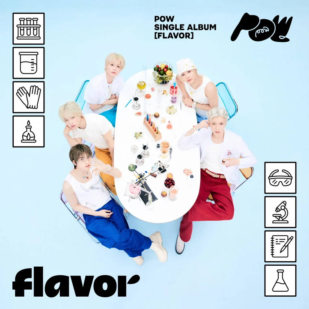 POW performing 'Flavor' with framed set pieces and five members