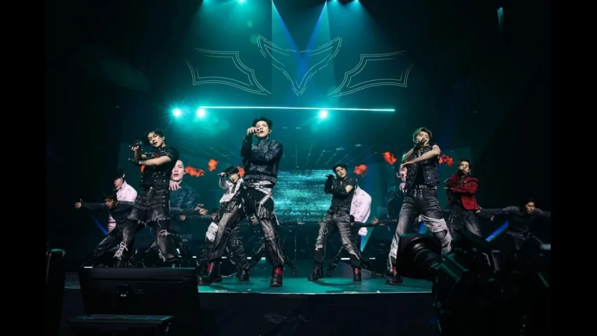 ENHYPEN performing onstage during Las Vegas finale concert